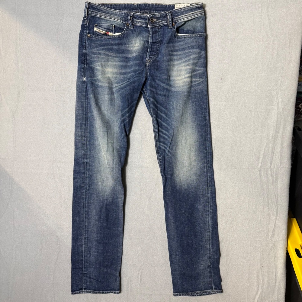 Diesel Buster 0850K Regular Slim-Tapered Stretch Blue Jeans Mens 31x32